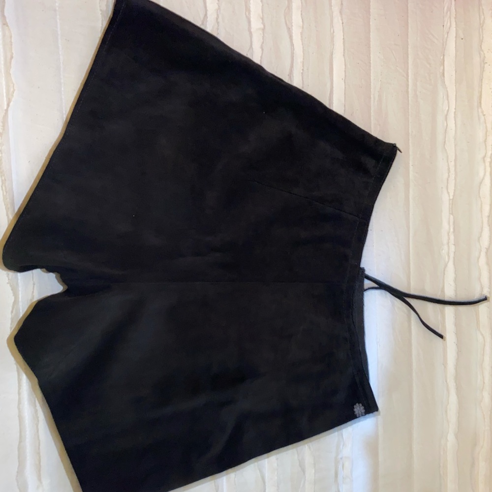 Black Suede Short With Front Lace Detail